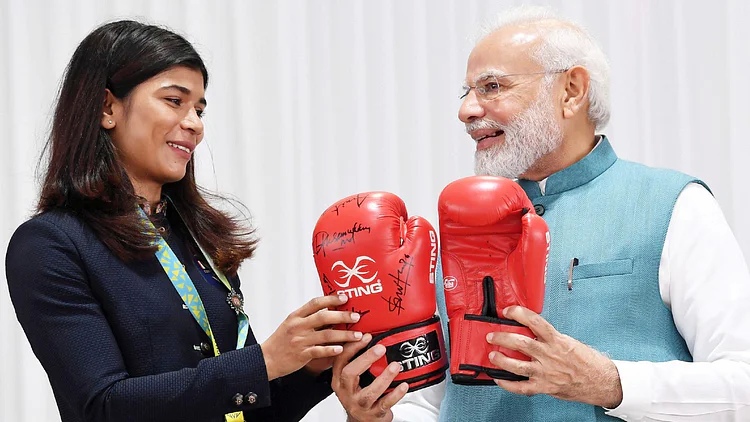 Narendra Modi and Nikhat Zareen