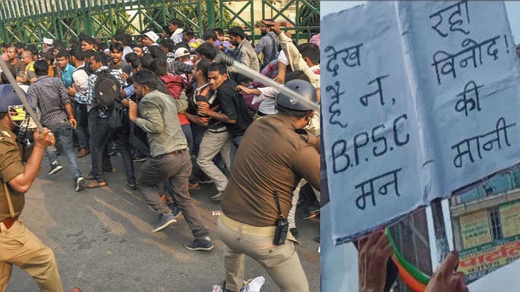 Police lathi charge on BPSC candidates in Patna, protesting against change in exam pattern
