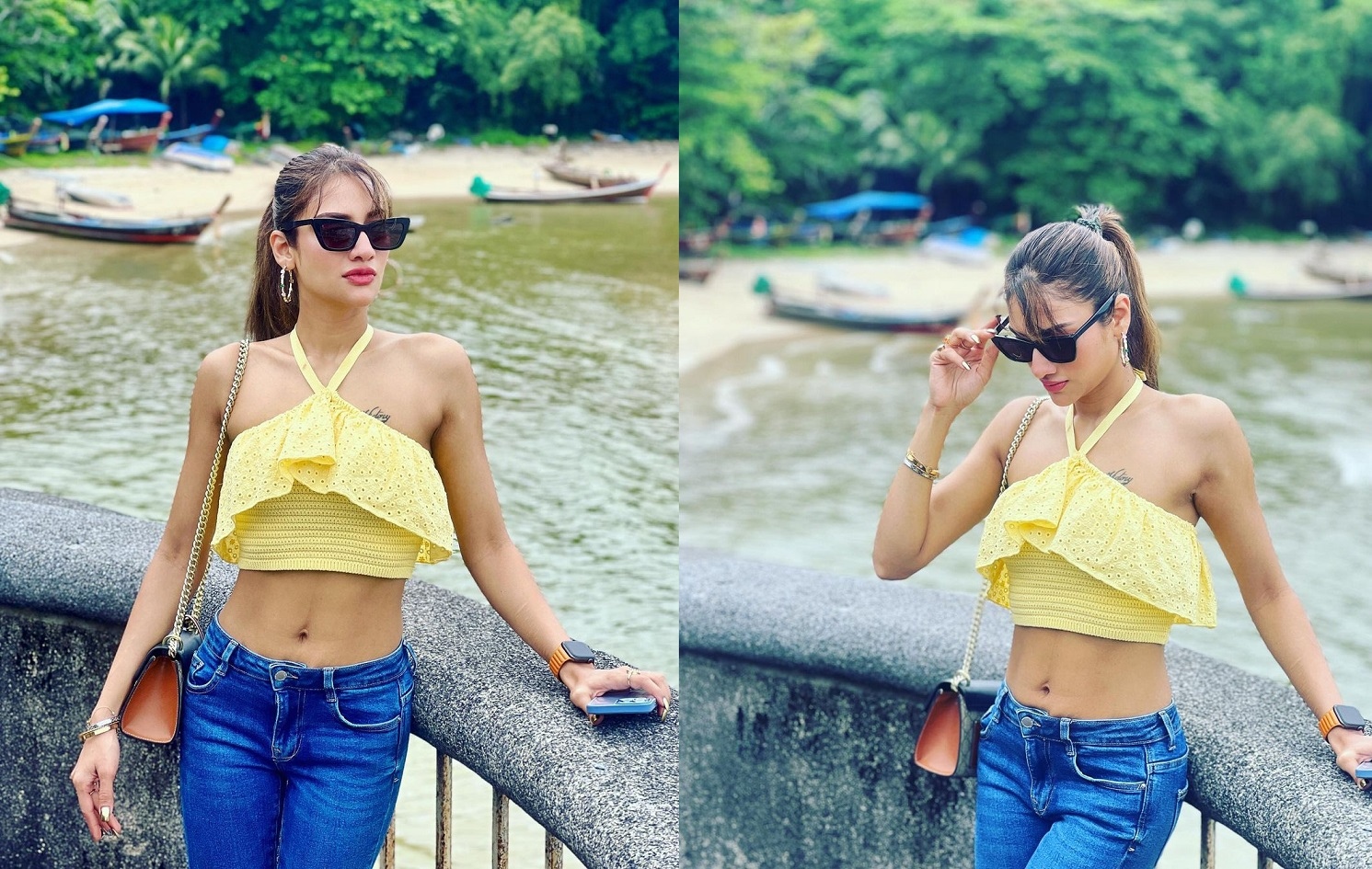 Nusrat Jahan vacation in bralette