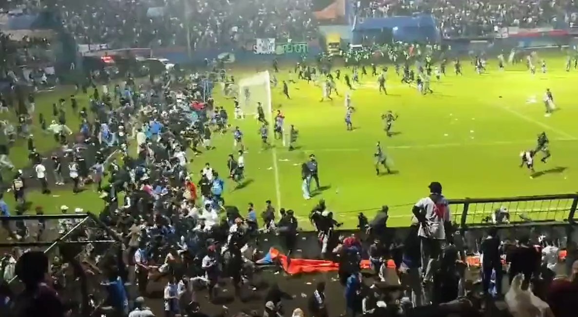 Stampede after heavy violence during football match in Indonesia
