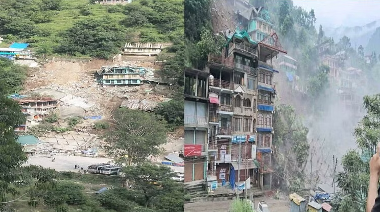 Houses collapsing in Himachal Pradesh