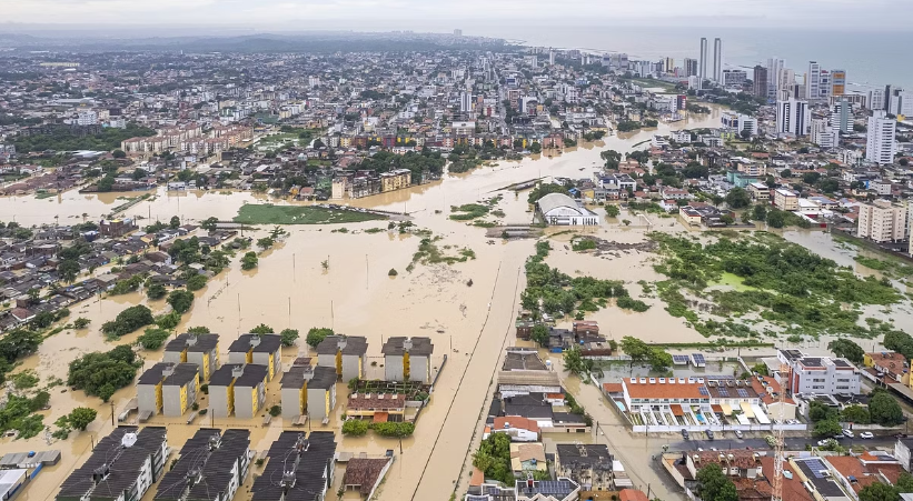 Flood due to heavy rains in southern Brazil