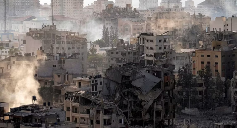 Buildings in Gaza Strip destroyed in Israeli air strike