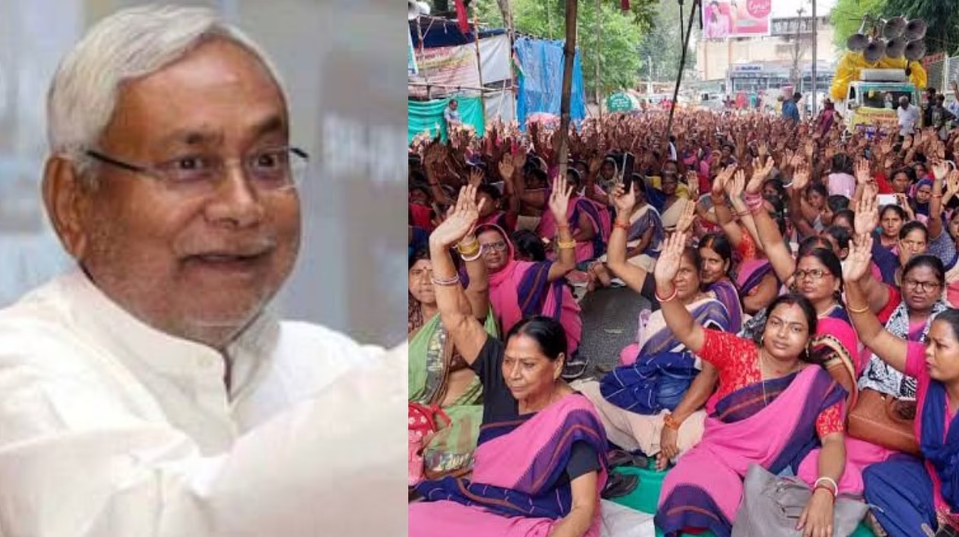 Nitish Kumar and Anganwadi workers and assistants
