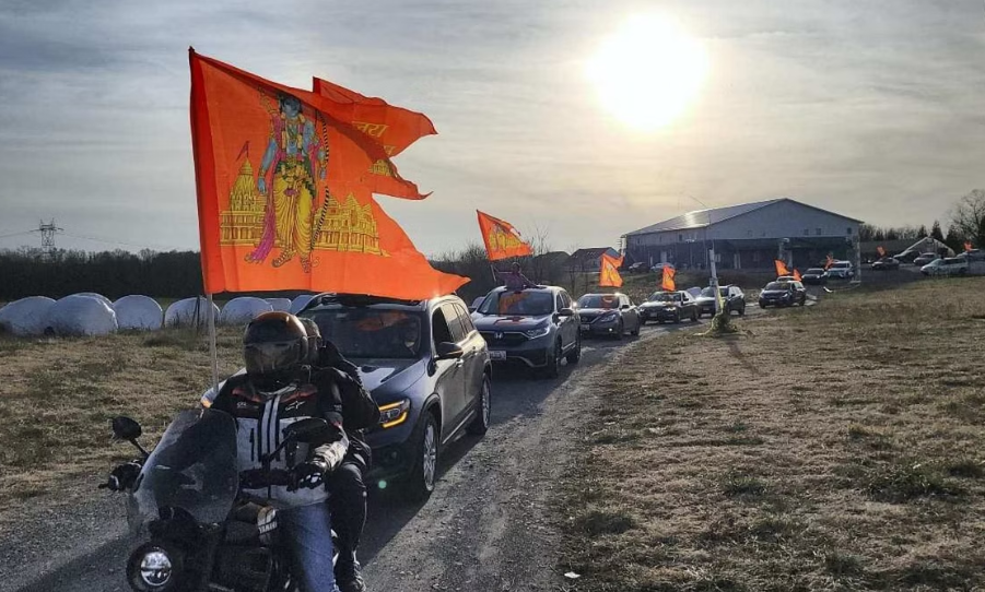 Devotees took out a car rally in Houston