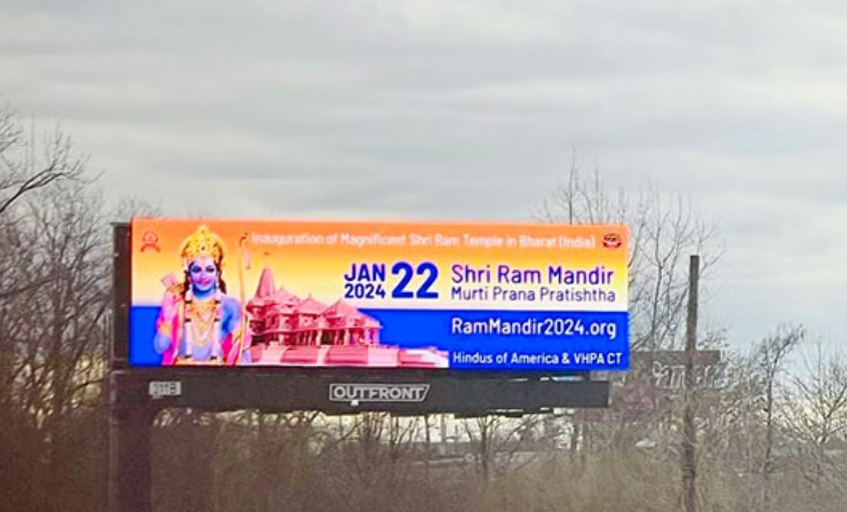 Billboards of Ram Mandir installed in America