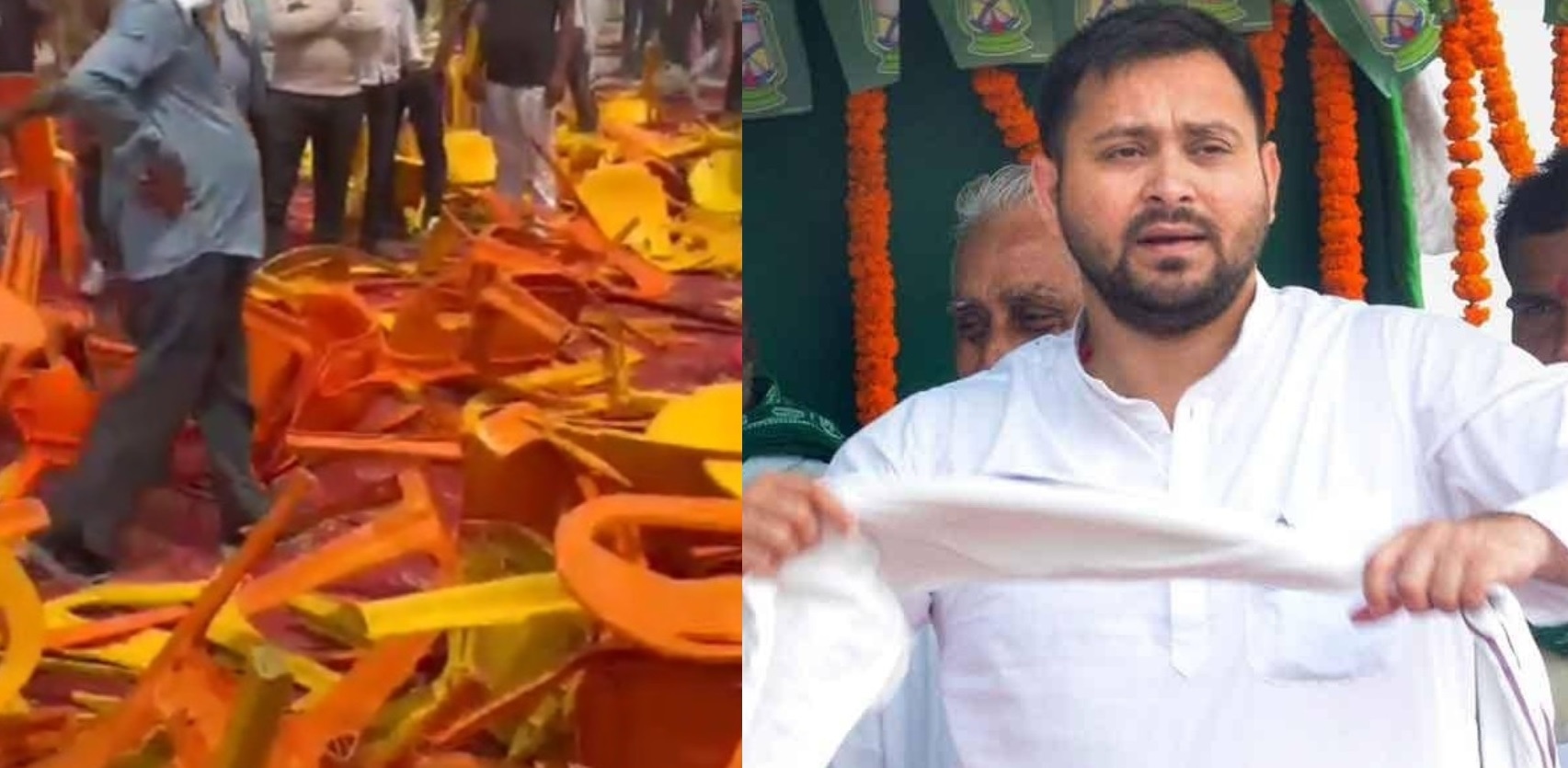 Election Rally for Tejashwi Yadav Turns Chaotic in Bihar Amidst Enthusiastic Crowd