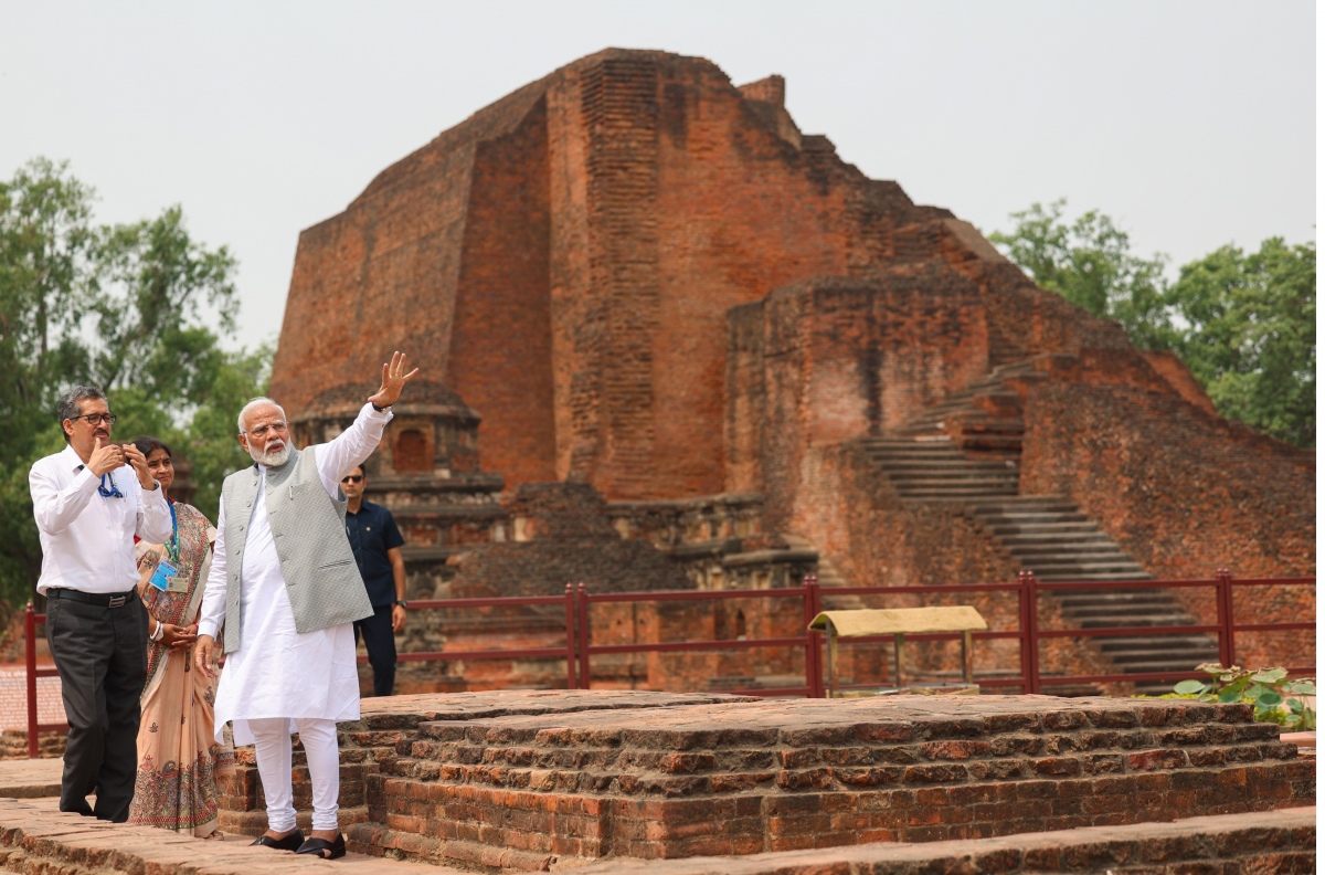 PM Modi Visits Excavated Remains of Nalanda