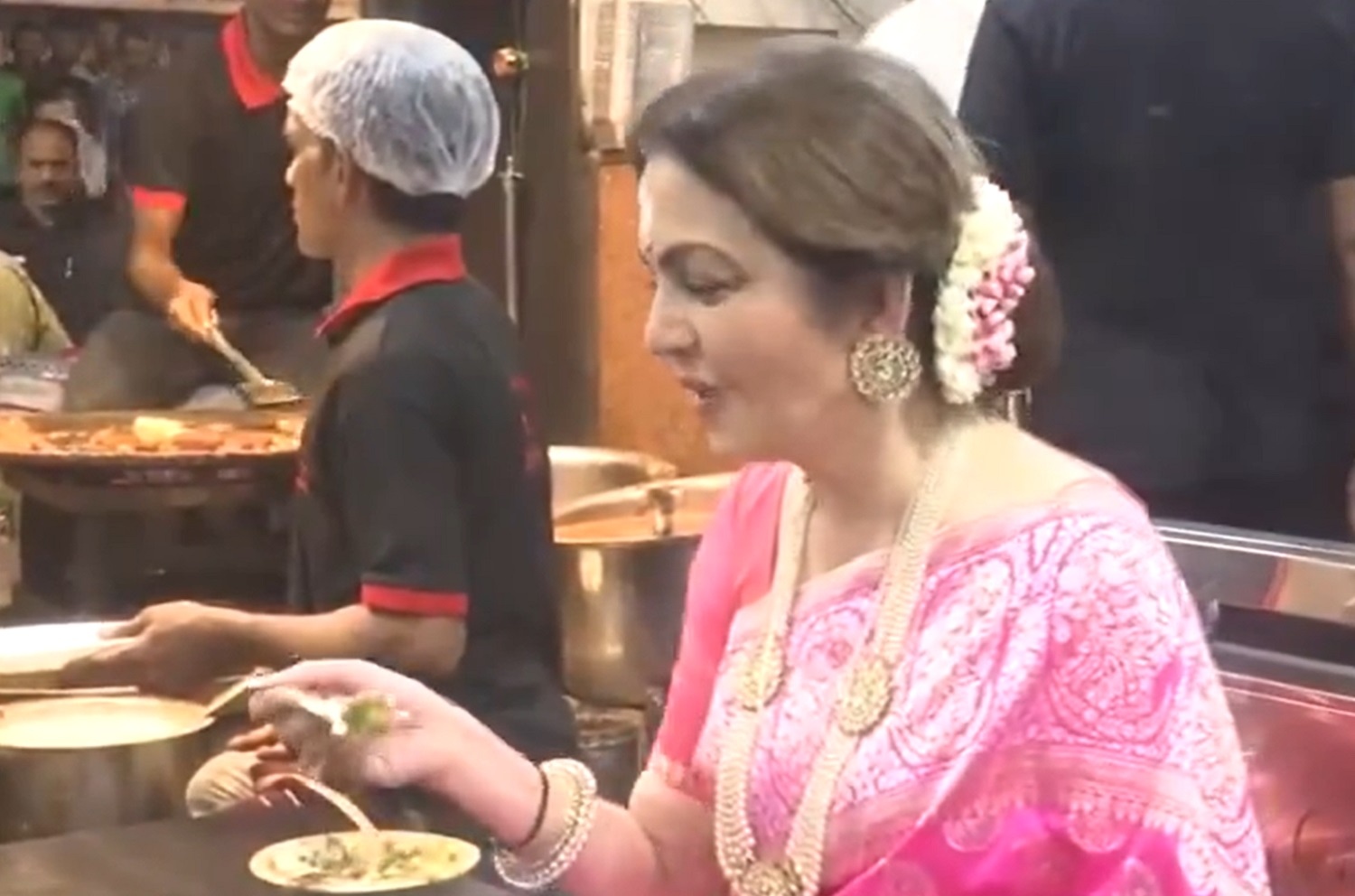 Nita Ambani Visits Chaat Shop in Varanasi and Interacts with Locals