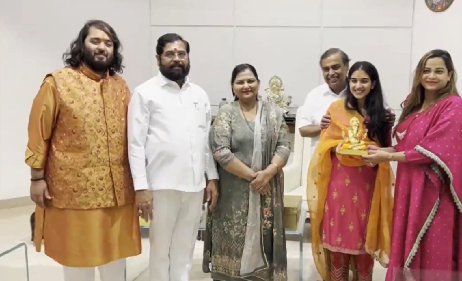 Mukesh Ambani Invites Maharashtra CM Eknath Shinde to Anant Ambani and Radhika Merchant Wedding