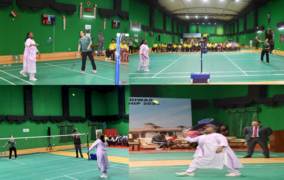 President Droupadi Murmu Inspiring Badminton Session with Saina Nehwal