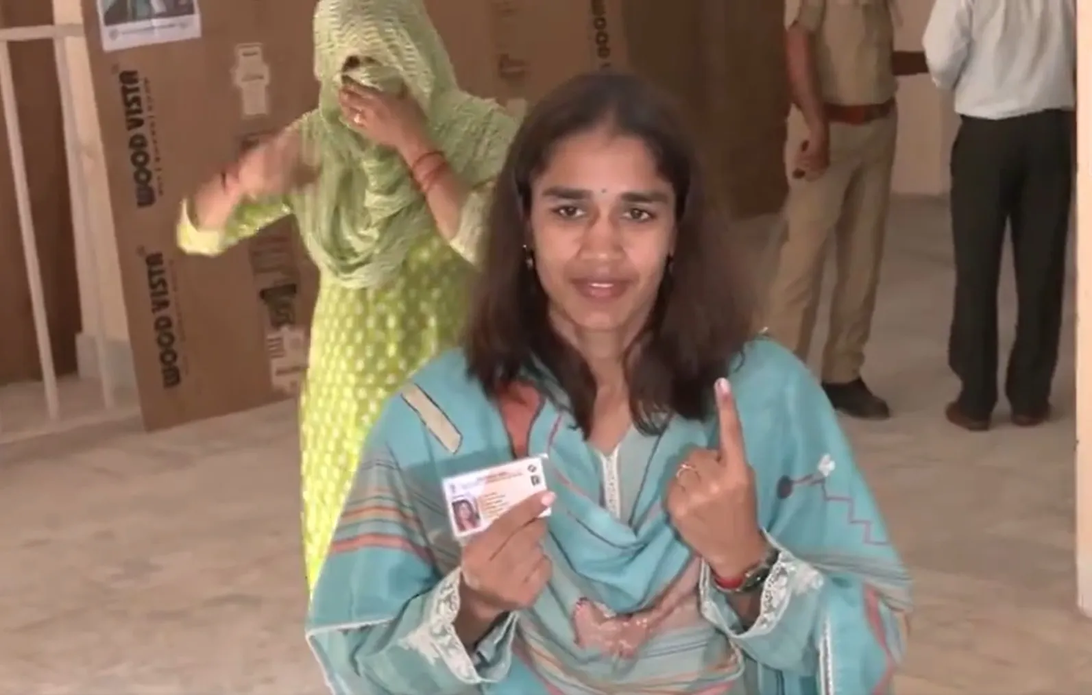 Wrestler and BJP Leader Babita Phogat Casts Vote in Haryana Elections