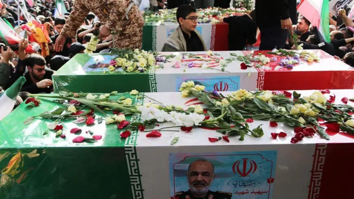 Who were the leaders of the revolutionary and the nuclear scientists whose funeral performs I will after the attacks of Israel