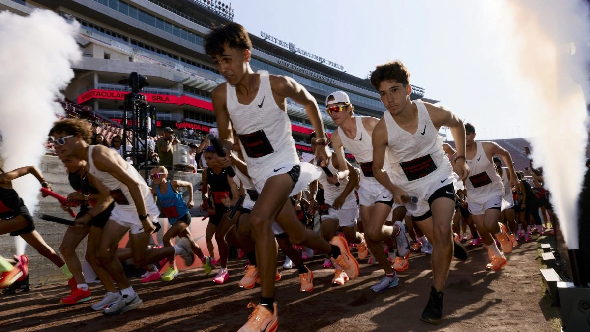 Almost 500 runners participated in the victory relay in the memorial coliseum of the angels