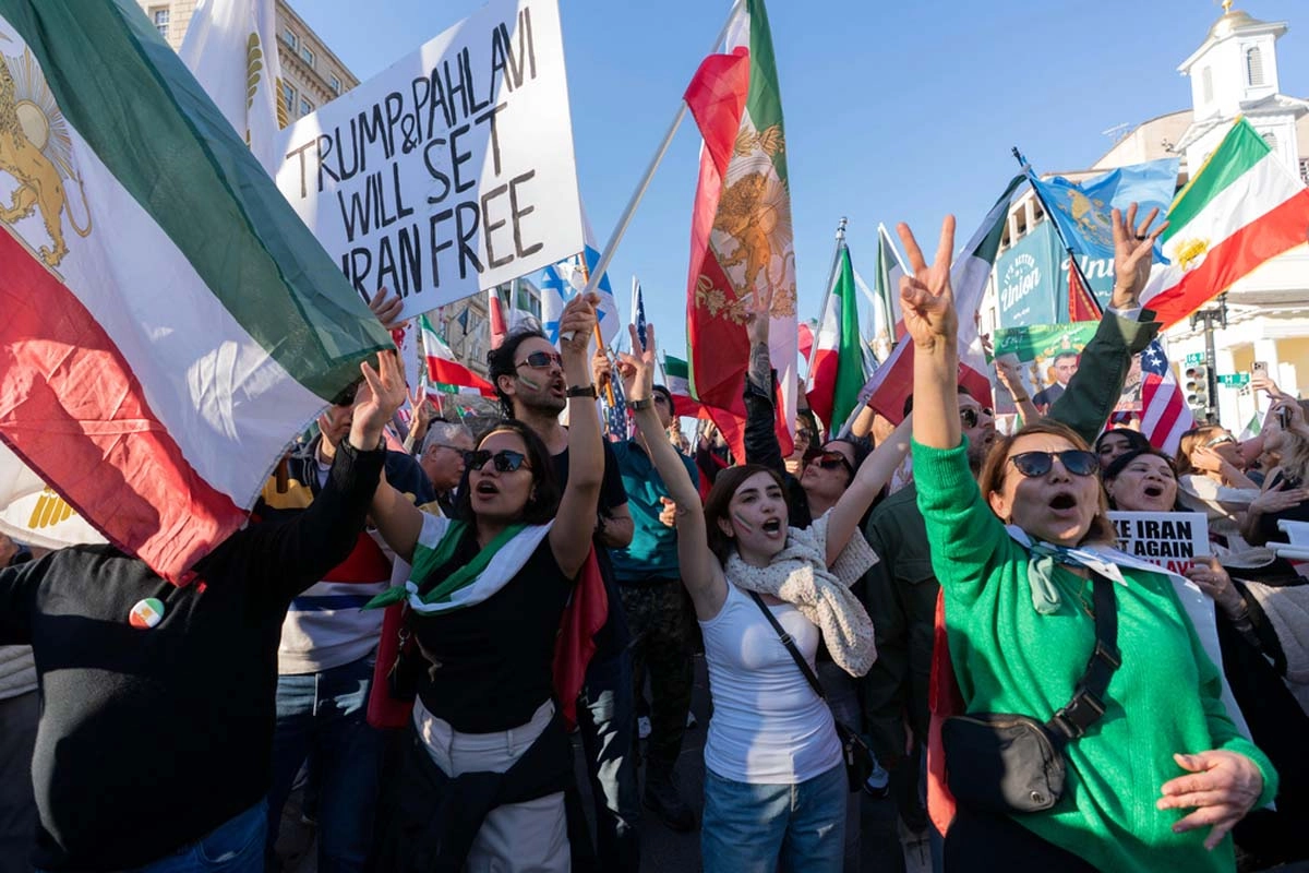 Groups of Iranians celebrated the death of Ayatollah Ali Khamenei on the streets of Washington