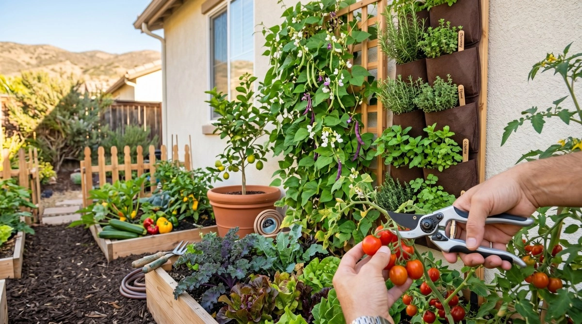 How to have a garden at home in California save money add health