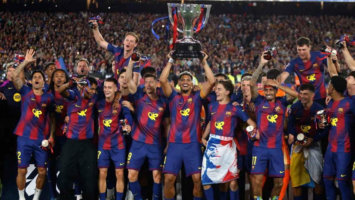 Barcelona is twotime LaLiga champion after beating Real Madrid in a Clsico that sentence to the season