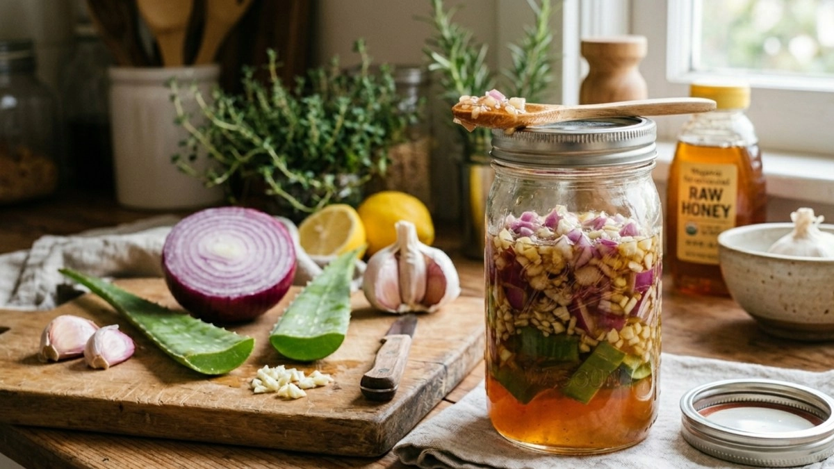 Purple onion with garlic and aloe to cure flu Does it really work