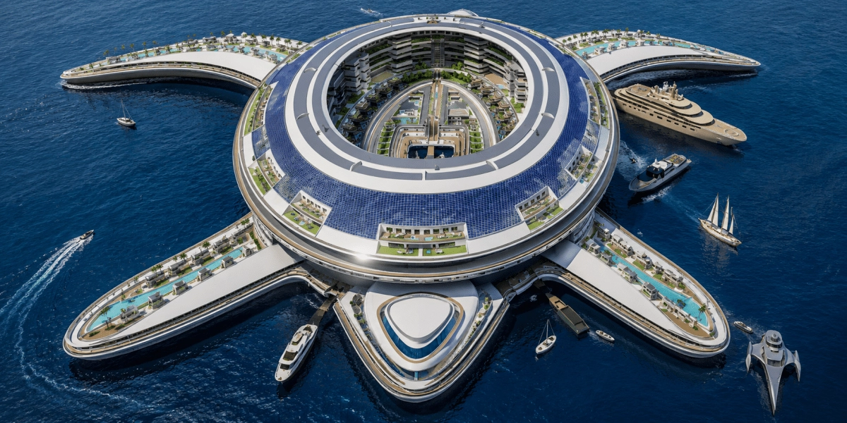 It looks like a floating city this is the gigantic turtle cruise for 60000 people