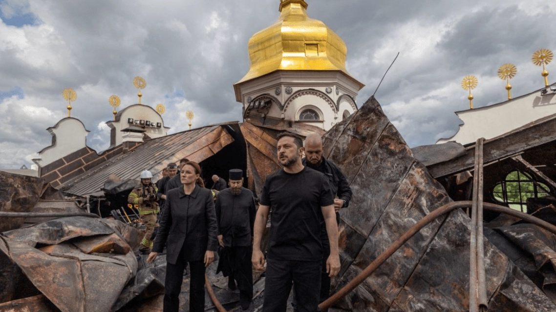 Images of the Russian attack that damaged the historic Kyiv Cathedral