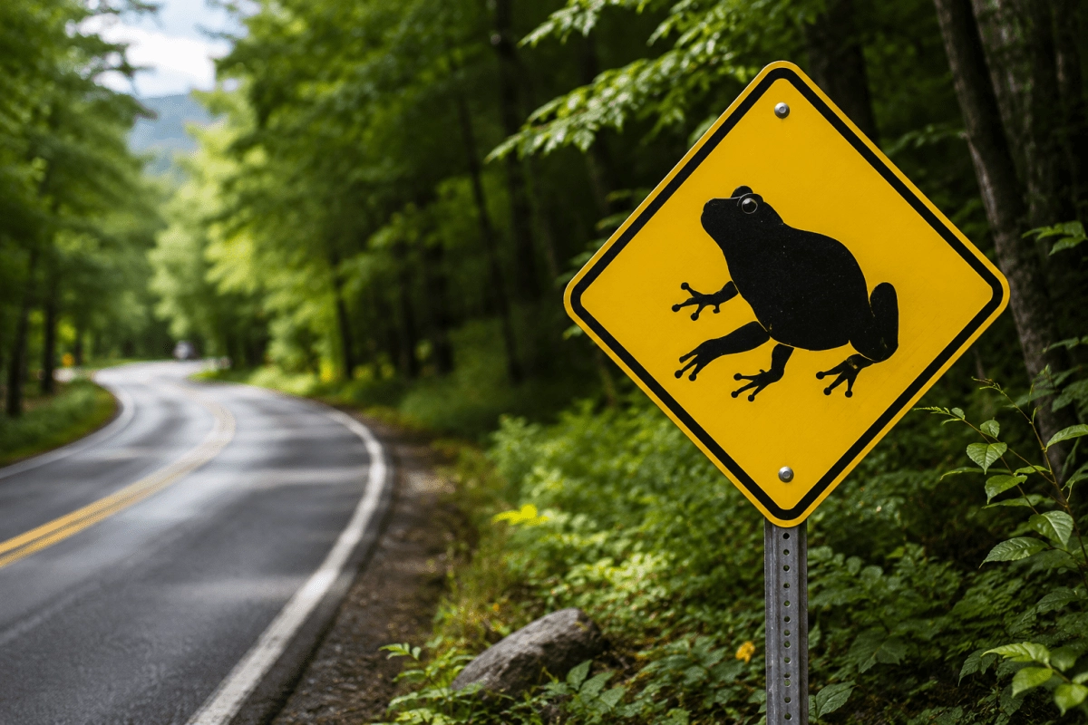 What does the traffic sign with a frog mean in the United States