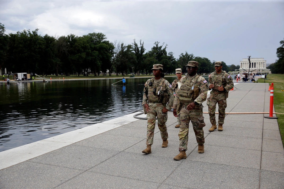 Trump calls for a tough line on those who vandalized the reflecting pool including a former Olympic athlete