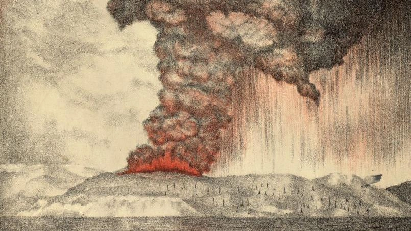 The volcanic eruption that produced the loudest sound ever recorded in history