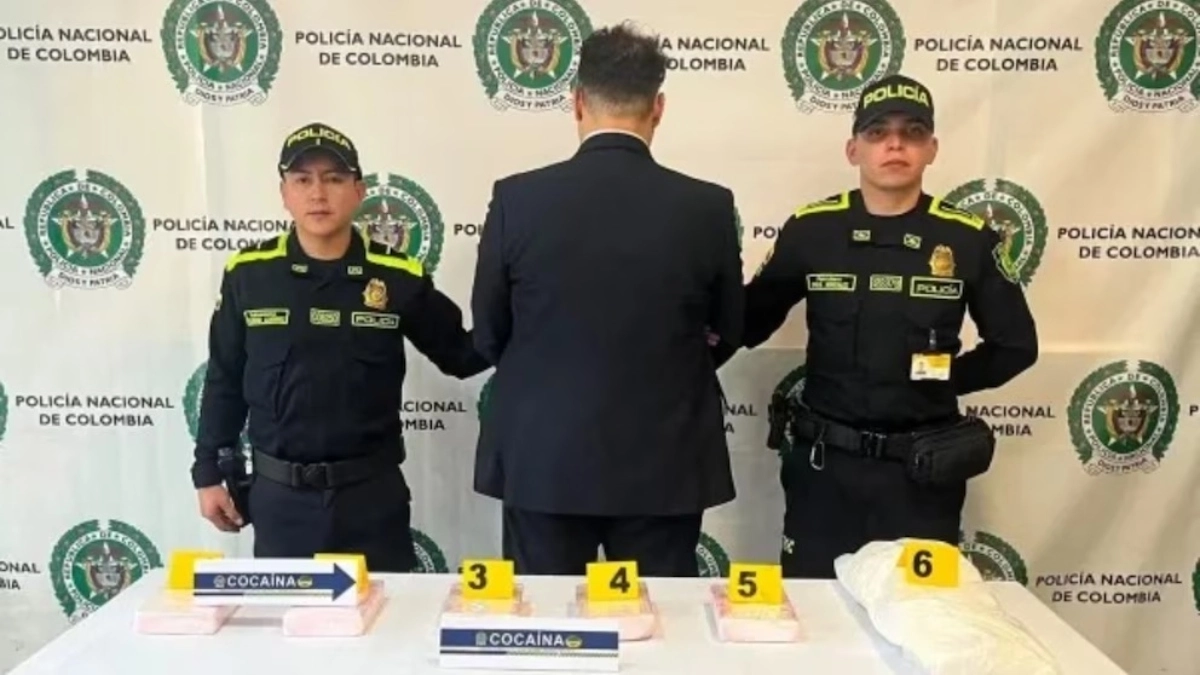 A man posing as a pilot had 10 kilos of cocaine attached to his body at a Colombian airport