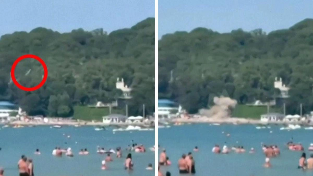 A Ukrainian drone explodes on a Black Sea beach, leaving at least 7 dead and 40 injured