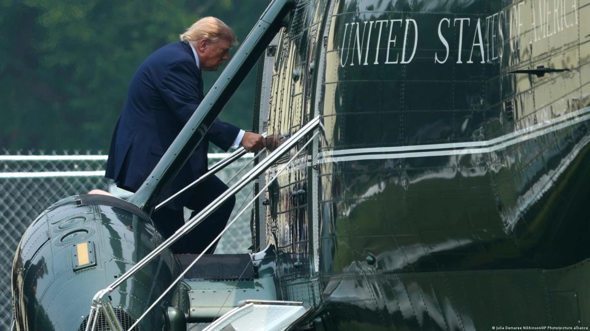 They investigate the approach of a commercial plane to the helicopter in which Trump was