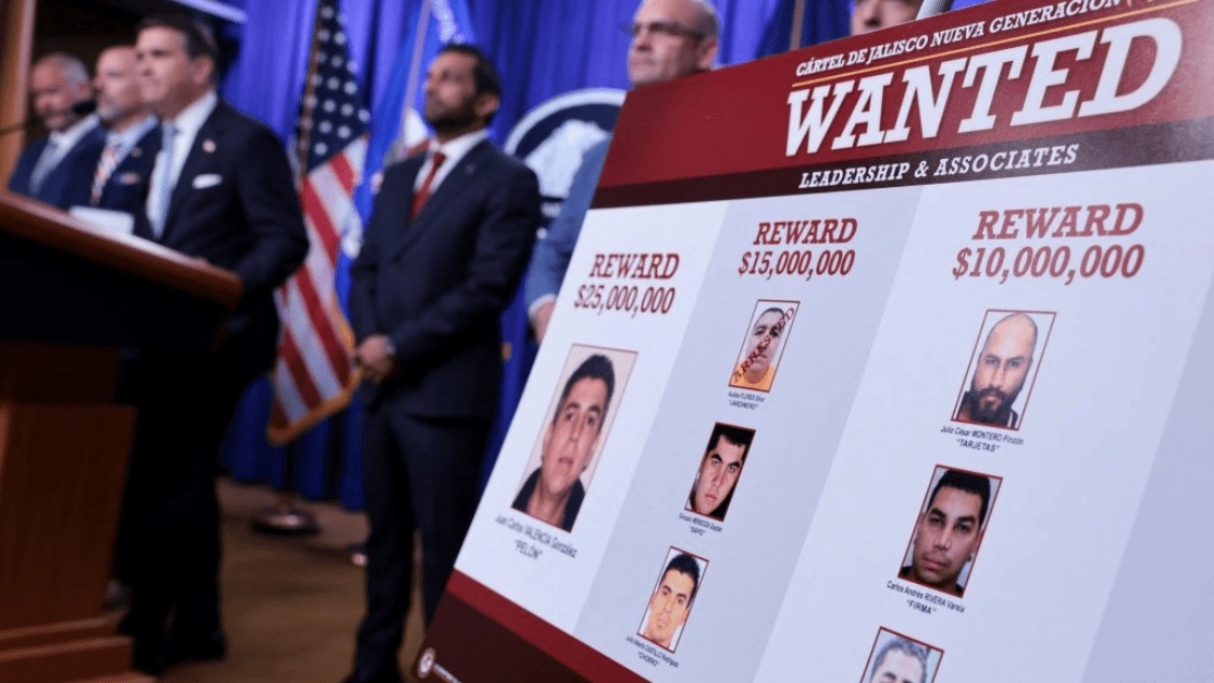 Who are the 8 CJNG leaders for whom the US offers more than $100 million in rewards