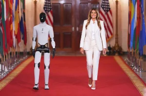 Melania Trump stars in parade with humanoid at global AI summit