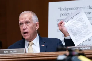 Republican Thom Tillis attacks DOJ fund and calls it “a reward for criminals”