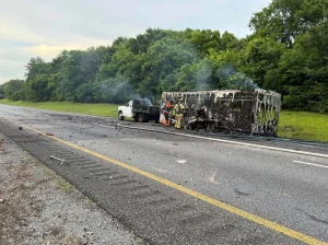 Truck loaded with fireworks explodes on Tennessee highway, causing road closure