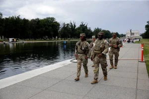 Trump calls for a tough line on those who vandalized the reflecting pool, including a former Olympic athlete