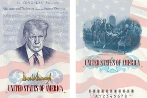 Commemorative US passport comes with a photo of Trump and a warning caption