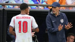 England coach Thomas Tuchel expresses his concern when facing Mexico