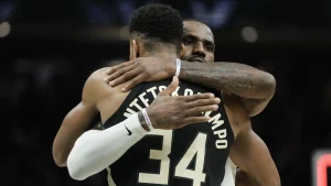 Giannis Antetokounmpo and Pat Riley, excited about the possibility of adding LeBron James to Miami
